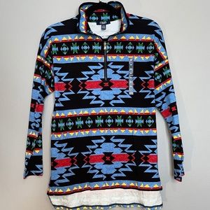 CHAPS SPORT Aztec Long Sleeve Quarter Zip Top
